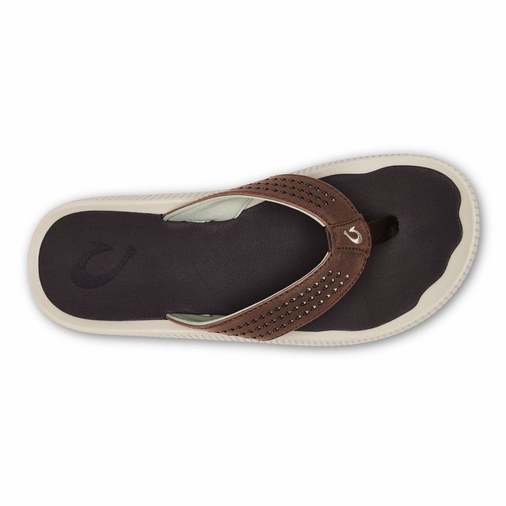 Olukai Men's Ulele Flip Flop - Dark Wood US560-432